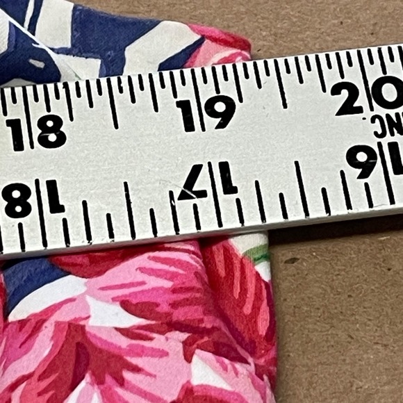 Talbots Women's Size 12P Floral Blue Grecian Tile Boatneck Fit and Flare Dress - Picture 8 of 13